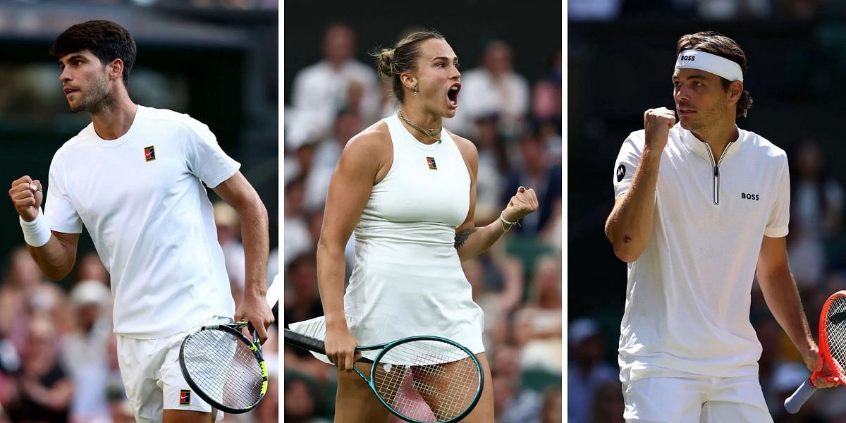 Carlos Alcaraz, Aryna Sabalenka and Taylor Fritz were among the winners on Day 7 of Wimbledon 2025. (Photos: Getty)