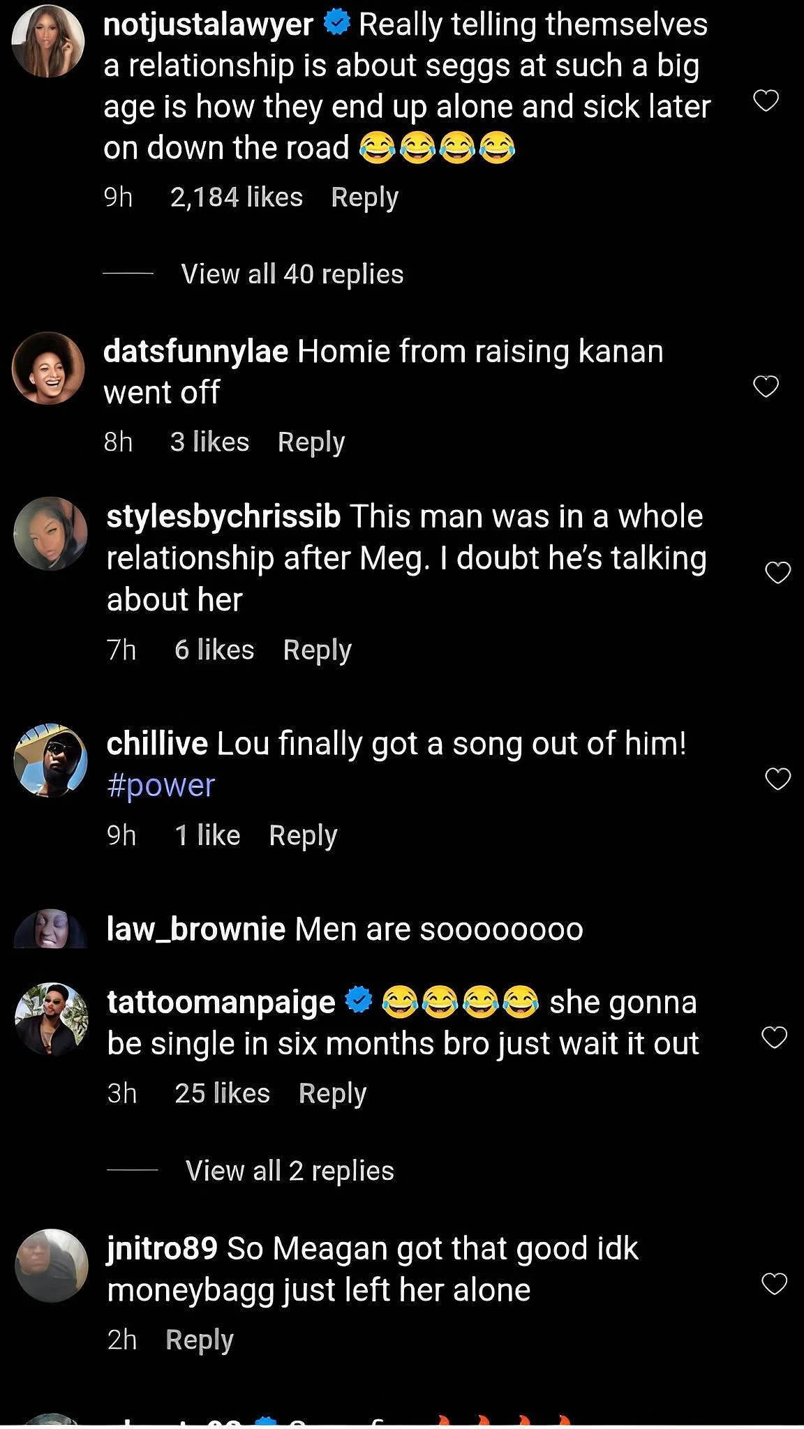 Comments on 50Cent&#039;s Instagram post via @50cent
