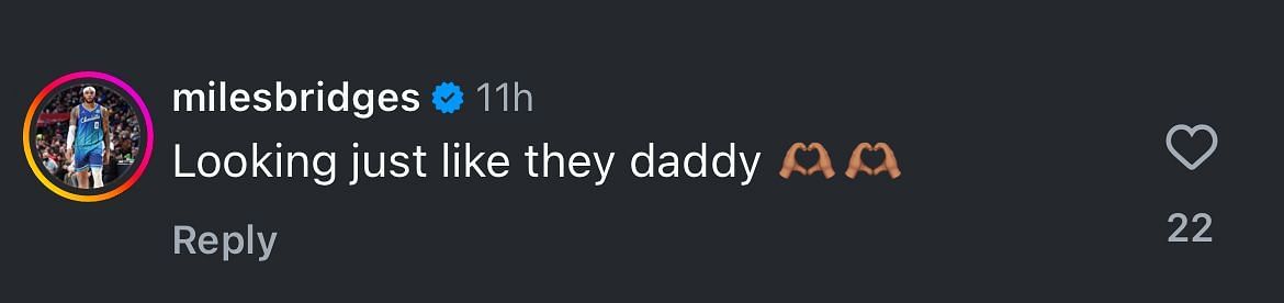 Miles Bridges&rsquo; IG comment - Image via Instagram @sharabowden