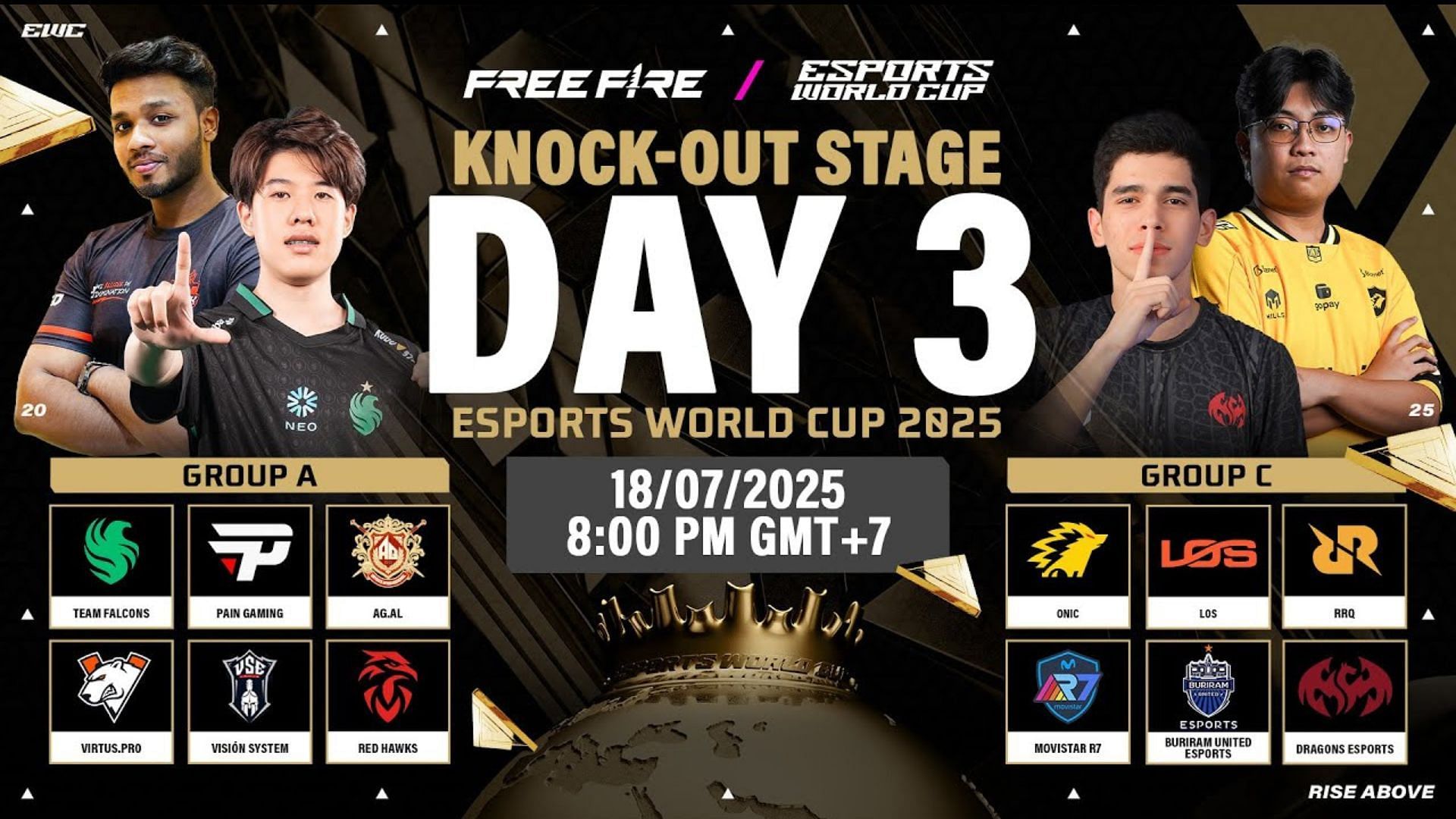 Day 3 of World Cup 2025 Knockout occurs on July 18 (Image via YouTube/Free Fire Esports Official)