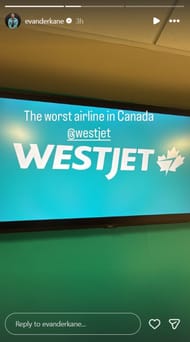 Evander Kane's Instagram Story Credit: @ evanderkane