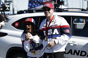 Hunter Woodhall gushes over wife Tara Davis Woodhall's incredible performance at the Prefontaine Classic