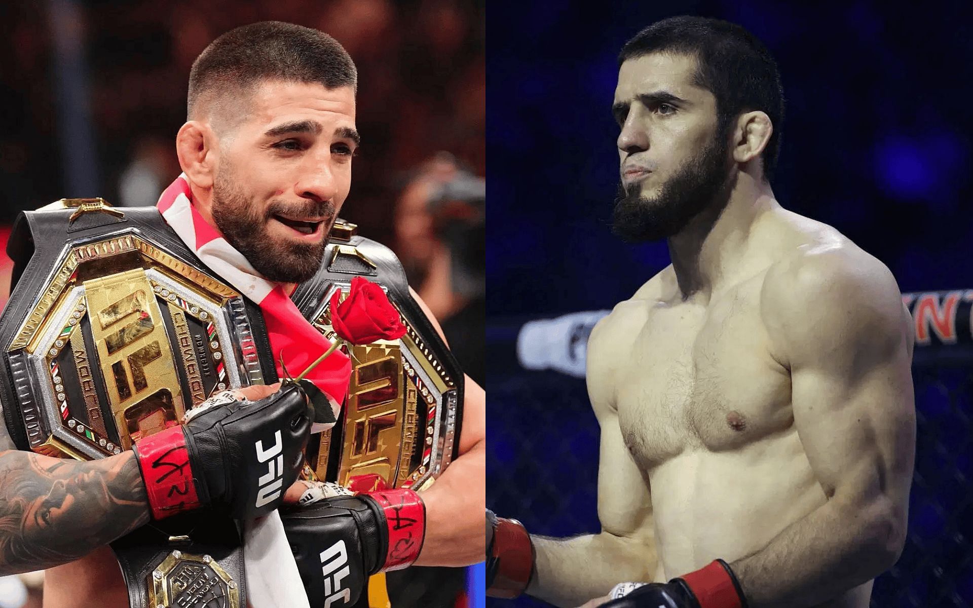 UFC Hall of Famer believes Ilia Topuria (left) is close threat to Islam Makhachev (right) compared to others. [Images courtesy: Getty]