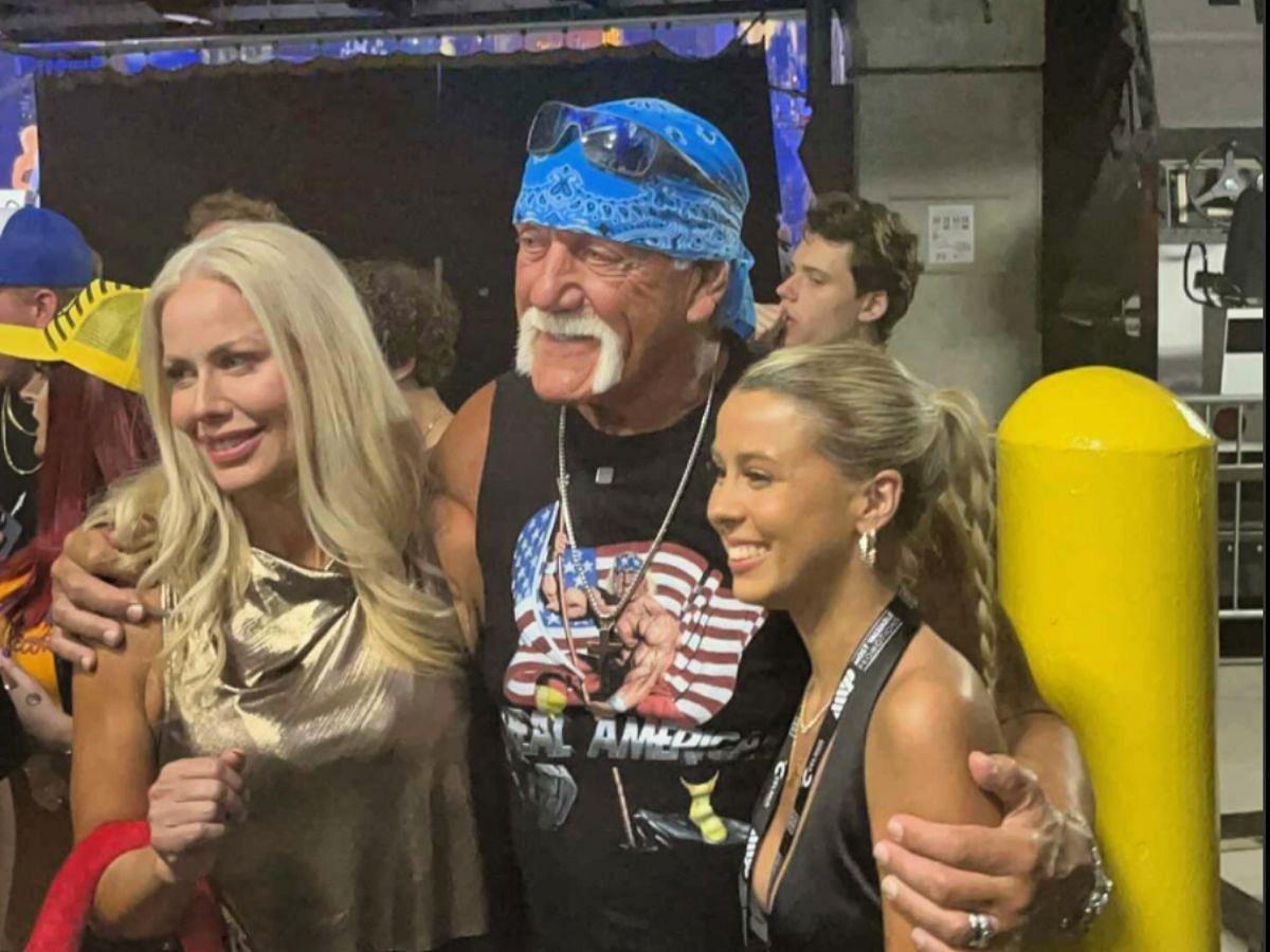 (L-R) Sky Daily, Hulk Hogan, and Hailey Welch