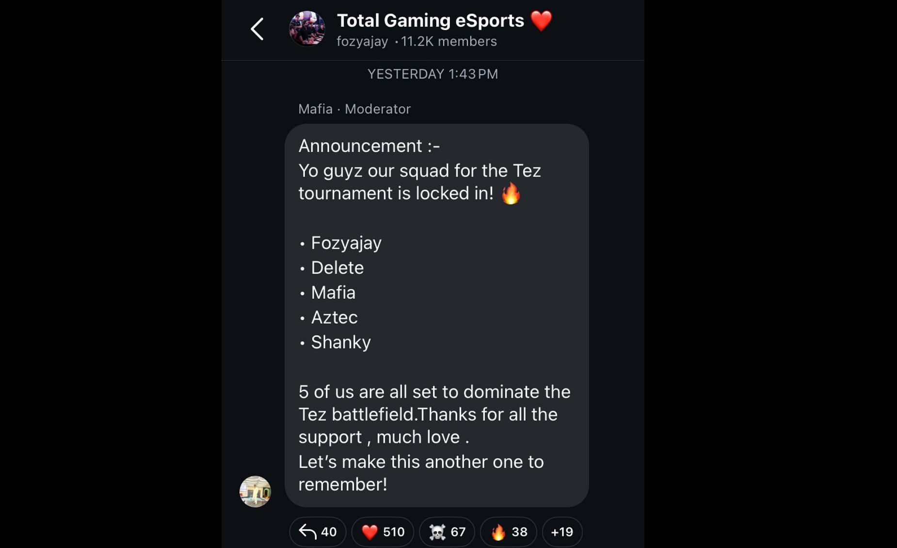 Total Gaming Esports unveils its roster for India Cup 2025 (Image via Instagram/Fozyajay)