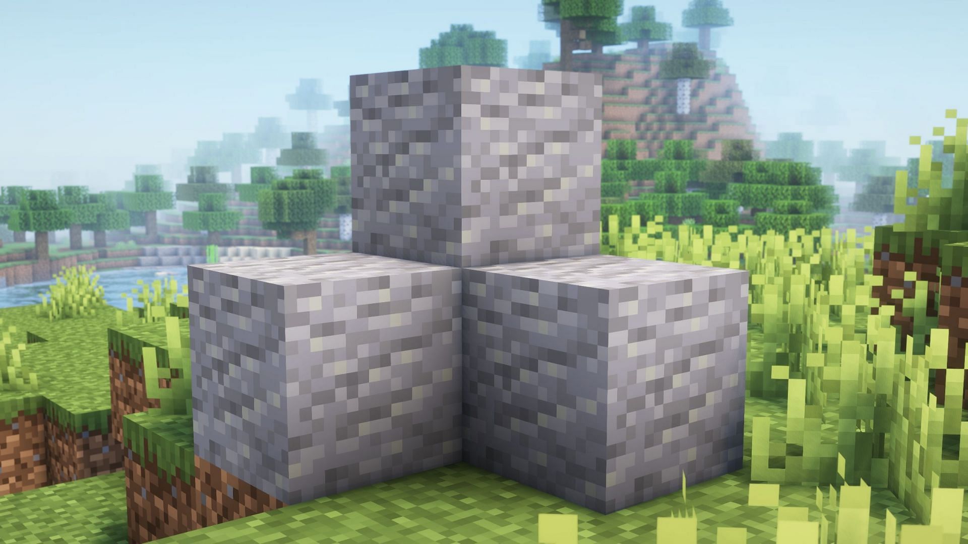 Andesite is a stone-like block that can be found underground in Minecraft (Image via Sportskeeda Gaming || Mojang Studios)