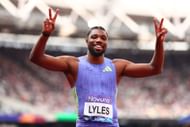 Noah Lyles at the London event (Image via: Getty)