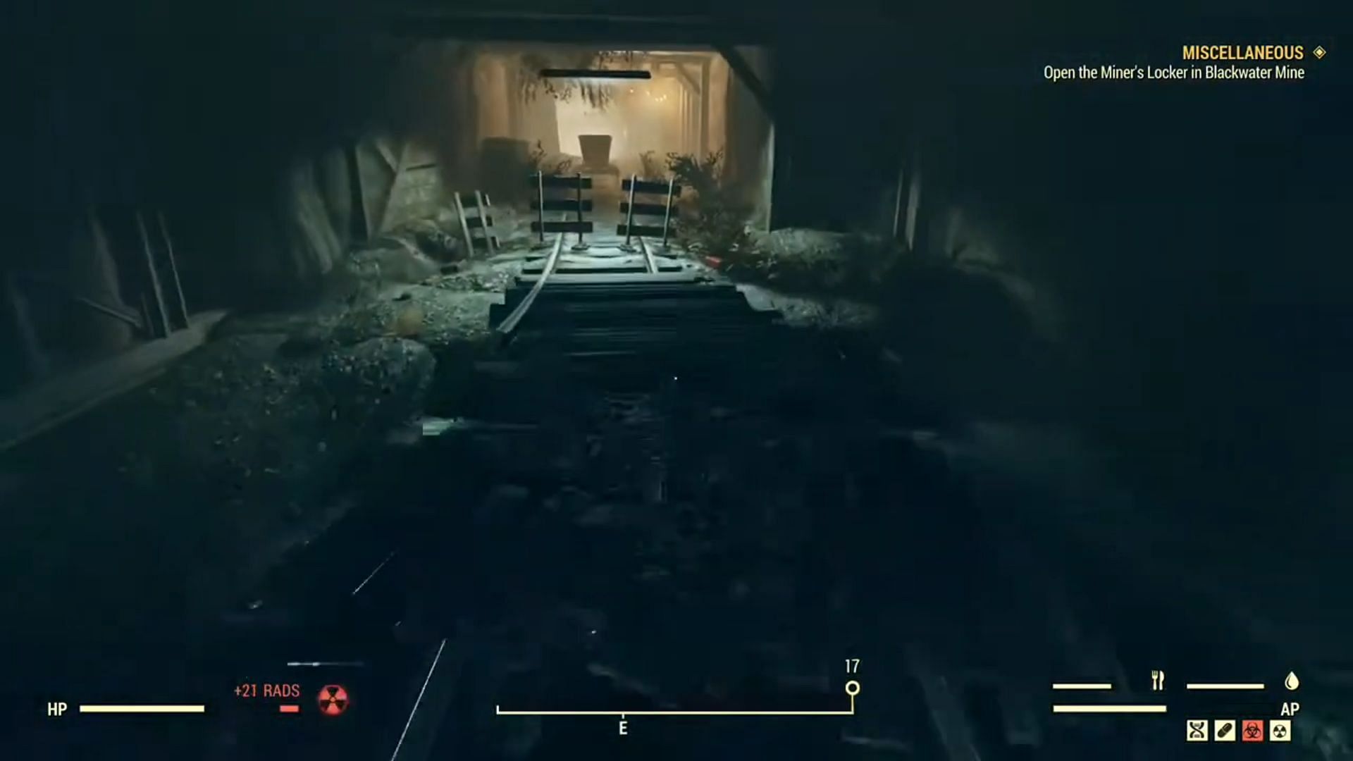 Certain parts of Blackwater Mine have high radiation; be careful (Image via Bethesda Softworks | YouTube/Two Minute Tutorials)