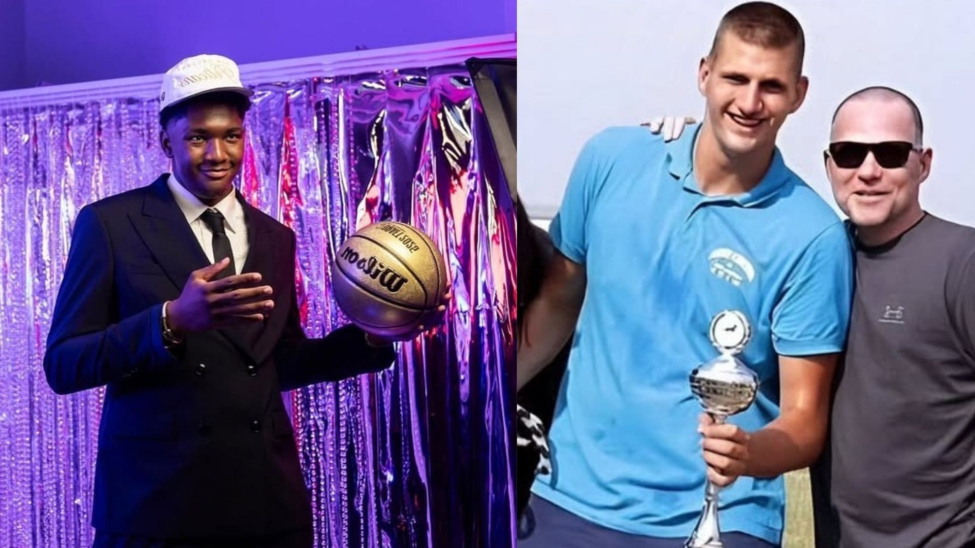 New Orleans Pelicans rookie Derik Queen and Denver Nuggets superstar Nikola Jokic. (Images via Instagram @theederikqueen and @jokicnikolaofficial)