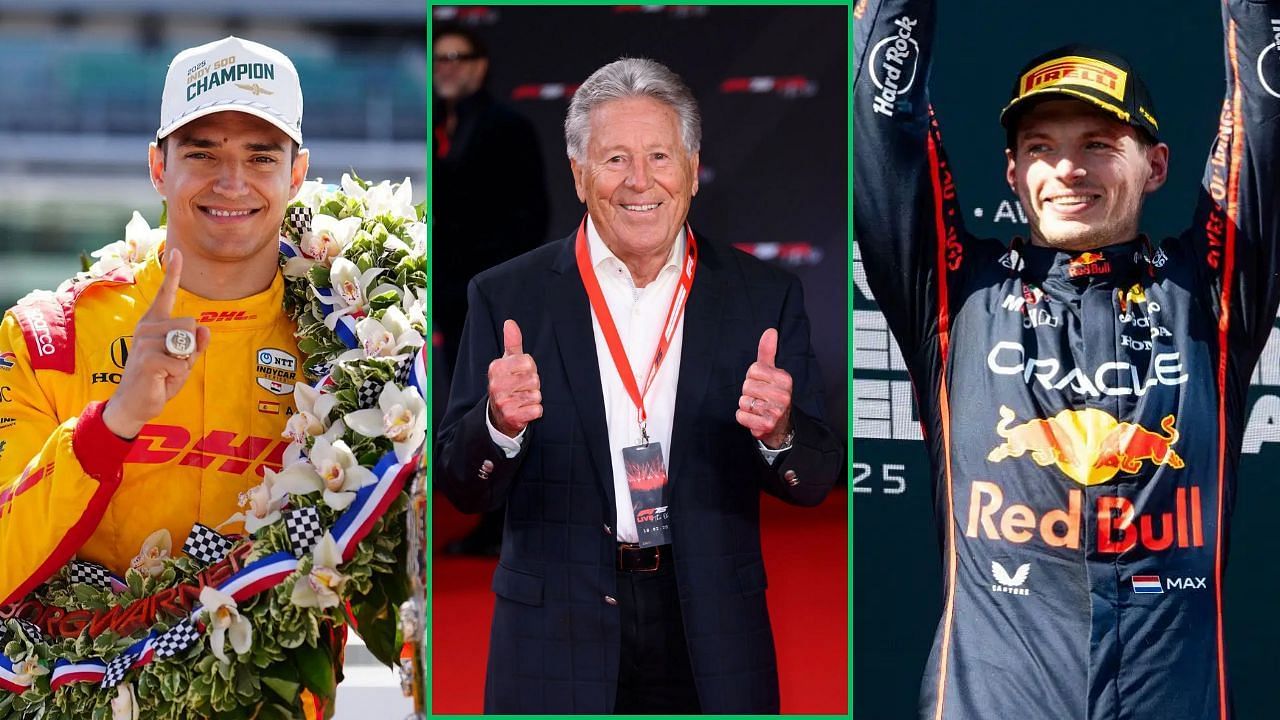 Alex Palou, Mario Andretti, and Max Verstappen | Image via Getty
