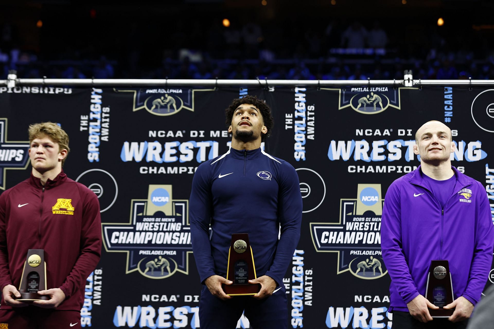 Carter Starocci at the podium of the 2025 NCAA Division I Men&#039;s Wrestling Championship [Image Source: Getty]