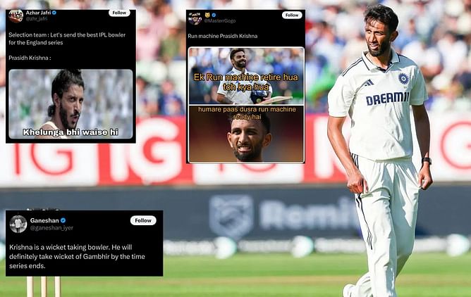 "Run machine Prasidh Krishna" - Fans brutally troll Indian pacer following expensive spell on Day 3 of ENG vs IND 2025 2nd Test