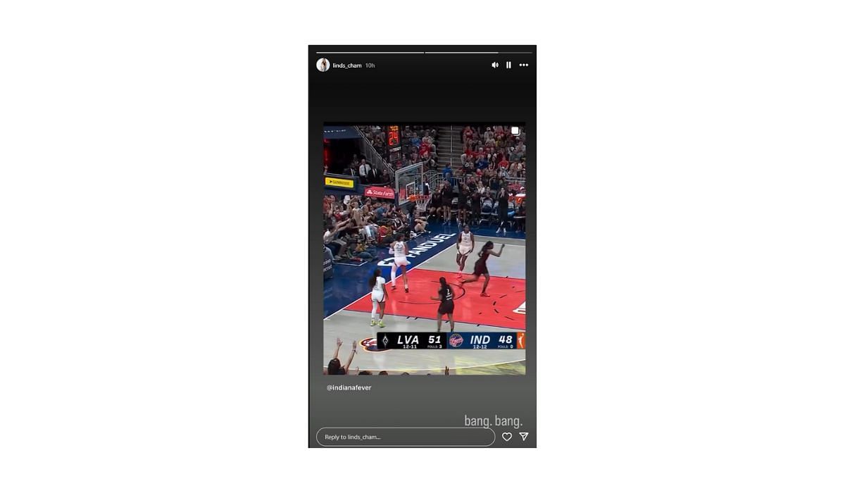 Lindsey Cunningham reposts Indiana Fever&#039;s post on her story (Source: Instagram/Lindsey Cunningham)