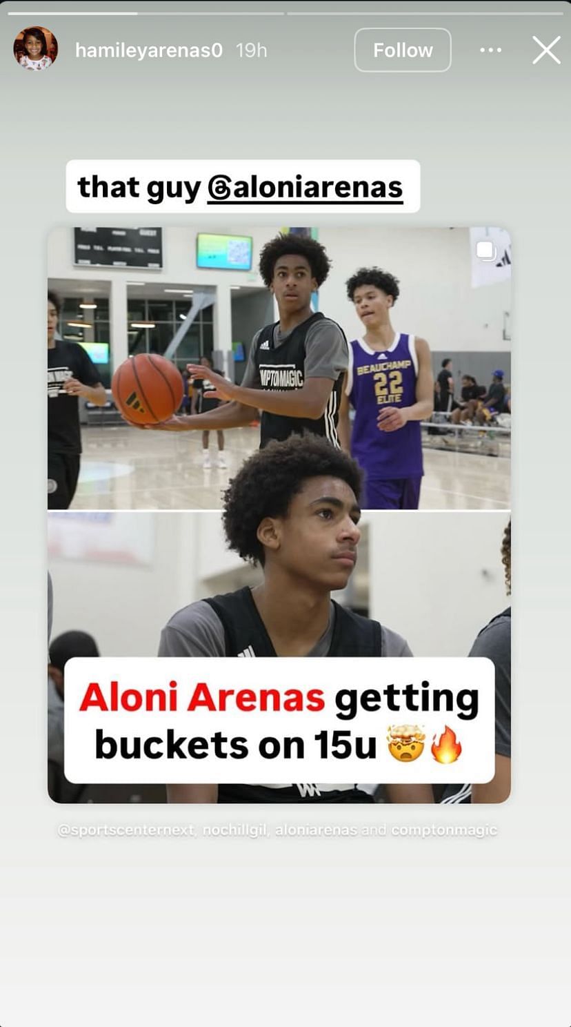 Gilbert Arenas&rsquo; daughter Hamiley drops 2-word reaction as brother Aloni Arenas impresses in 15u game - Image source: Instagram/hamileyarenas0
