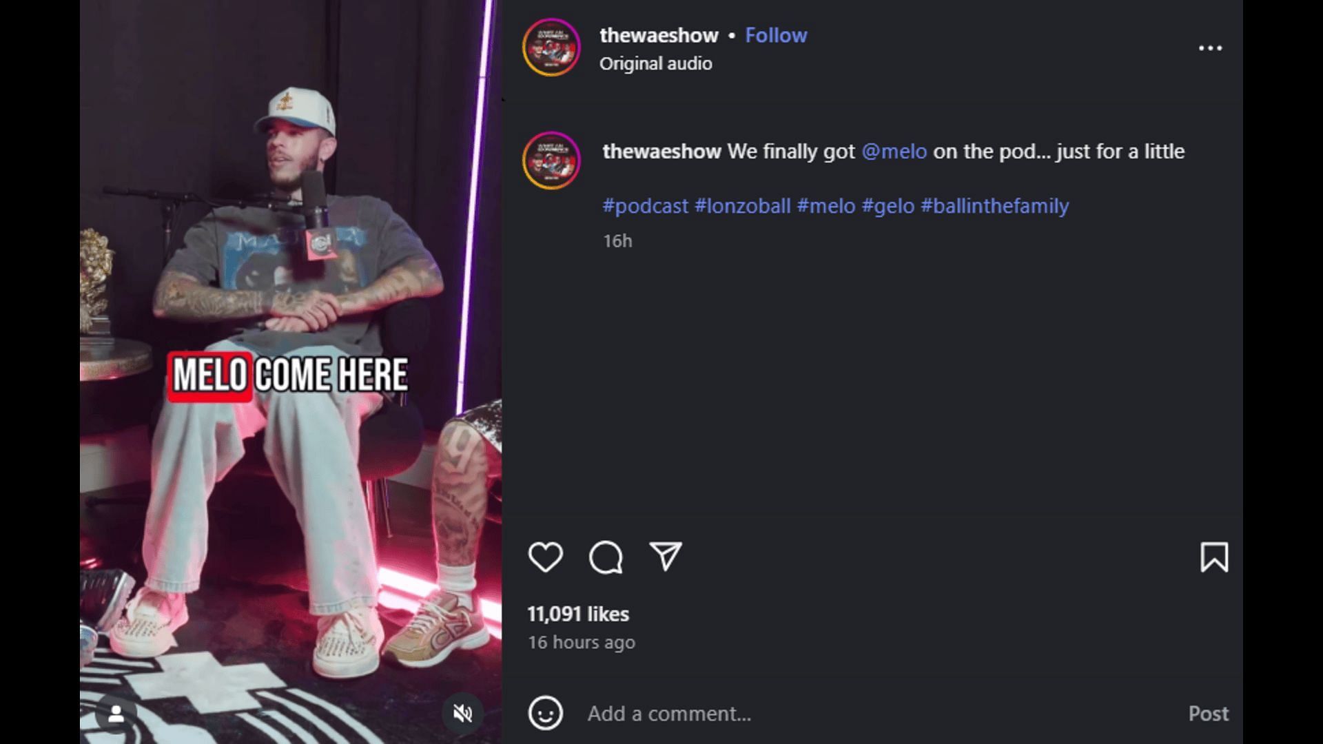 Lonzo Ball calls out to LaMelo Ball in a snippet from the &quot;What an Experience&quot; podcast. Credit: What an Experience podcast/IG