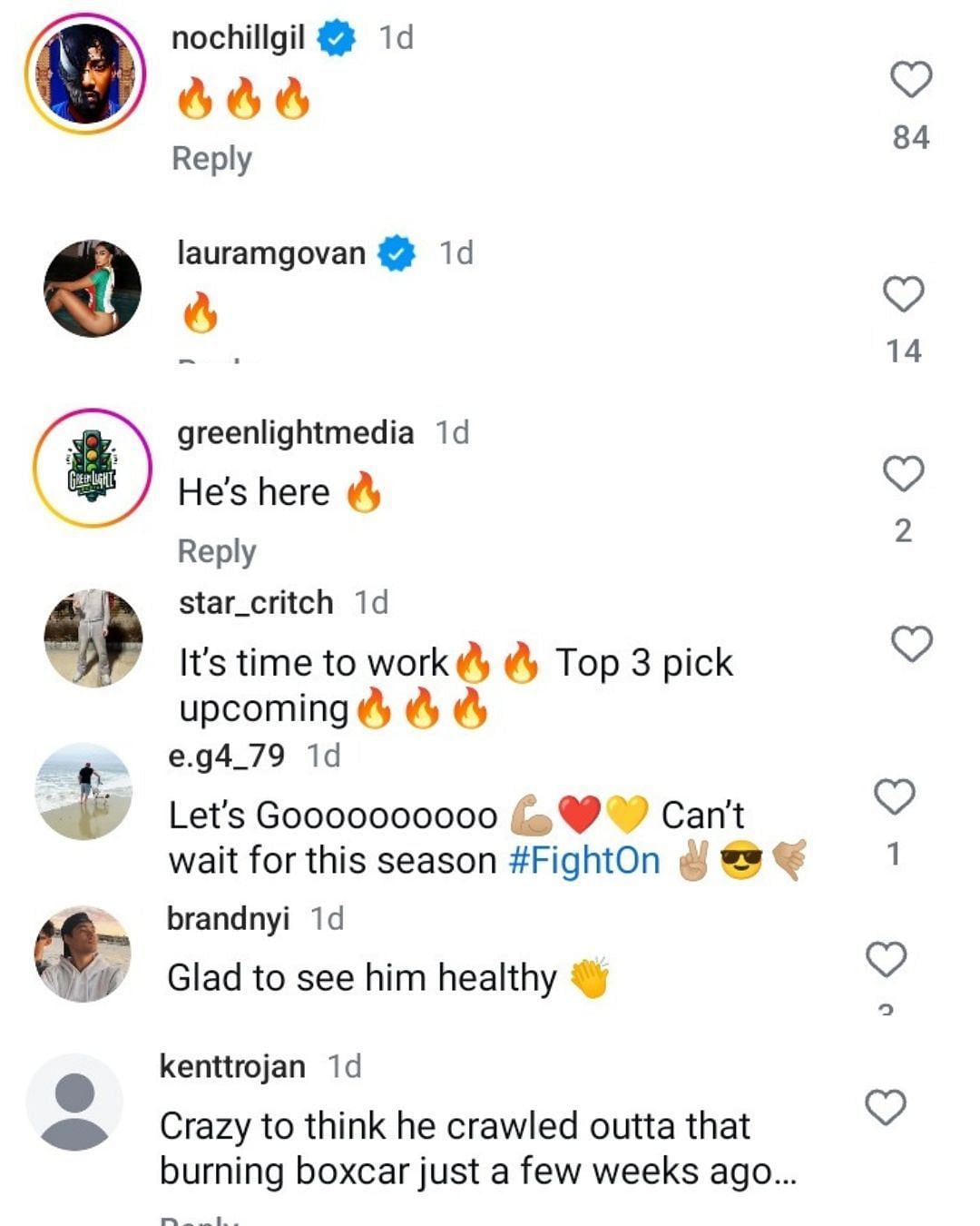 Gilbert Arenas and ex-wife Laura Govan react to Alijah Arenas&#039; first snaps from USC practice. (Images via Instagram @uschops)