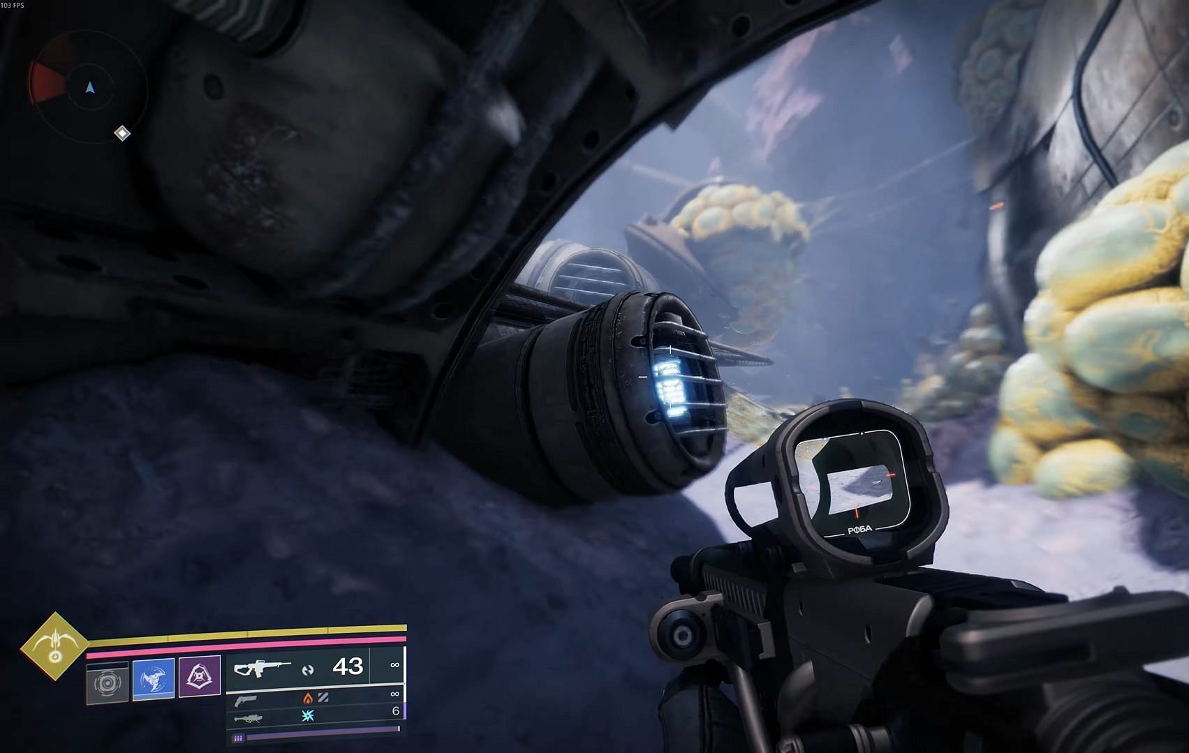 Go under the little ramp to find the first battery (Image via Bungie | YouTube/xGarbett)