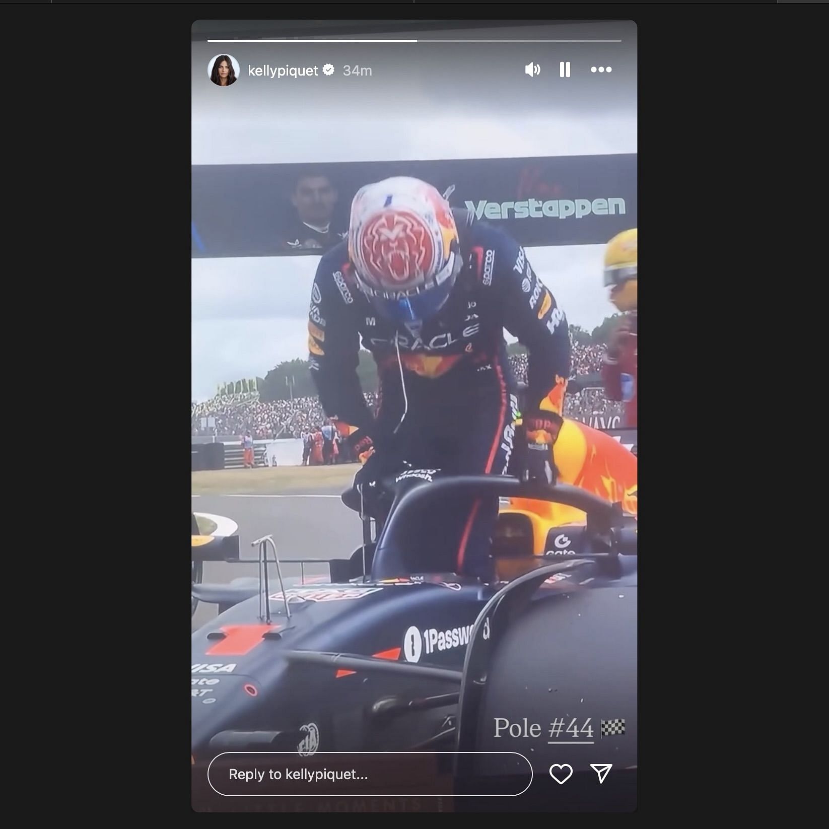 Screen grab from Kelly Piquet&#039;s Instagram story [via Instagram/@kellypiquet]