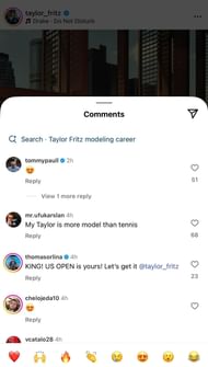 Tommy Paul reacts to Taylor Fritz's photoshoot (Source: Instagram)