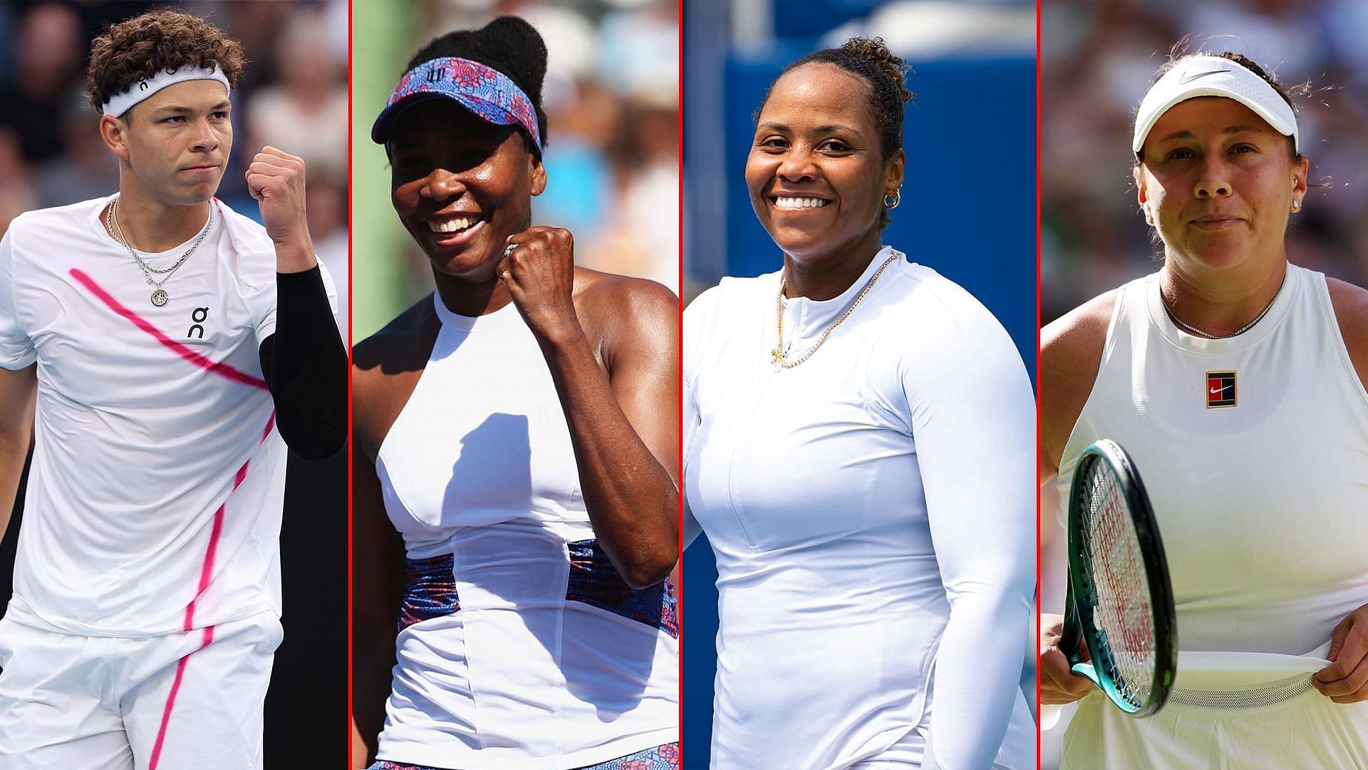 Ben Shelton,  Venus Williams, Taylor Townsend and Amanda Anisimova