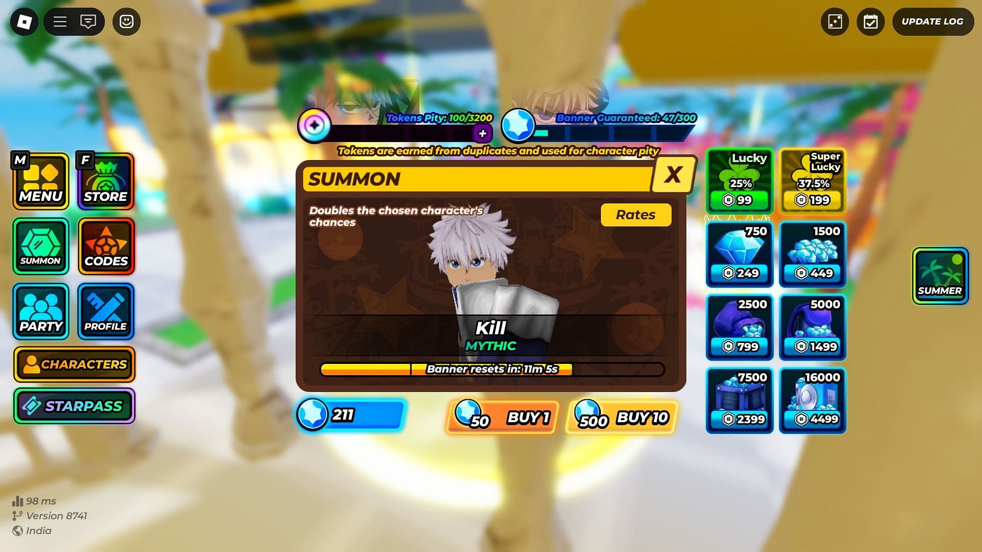 Kill, in the Summon screen (Image via Roblox)