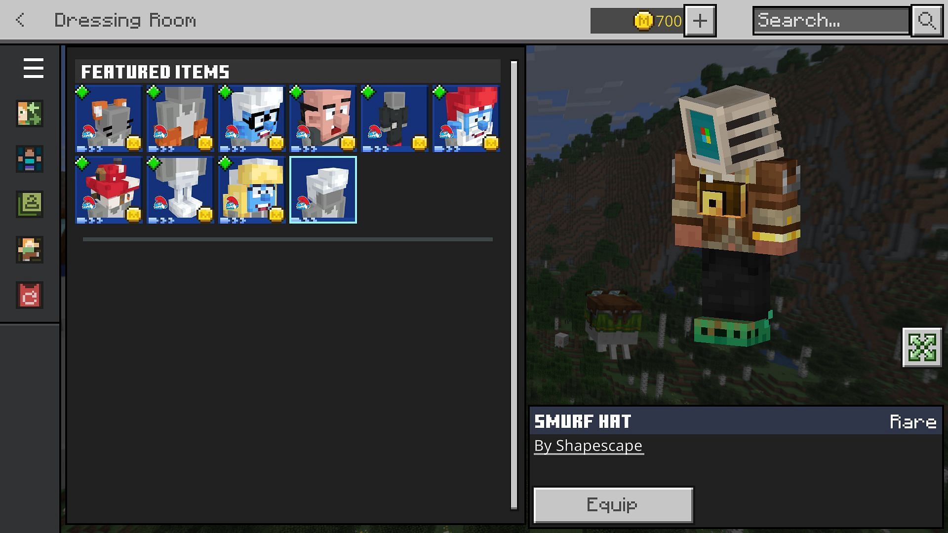 Head to the Dressing room and claim the free Smurf Hat and Smurf skin in Minecraft Bedrock (Image via Sportskeeda Gaming || Mojang Studios)