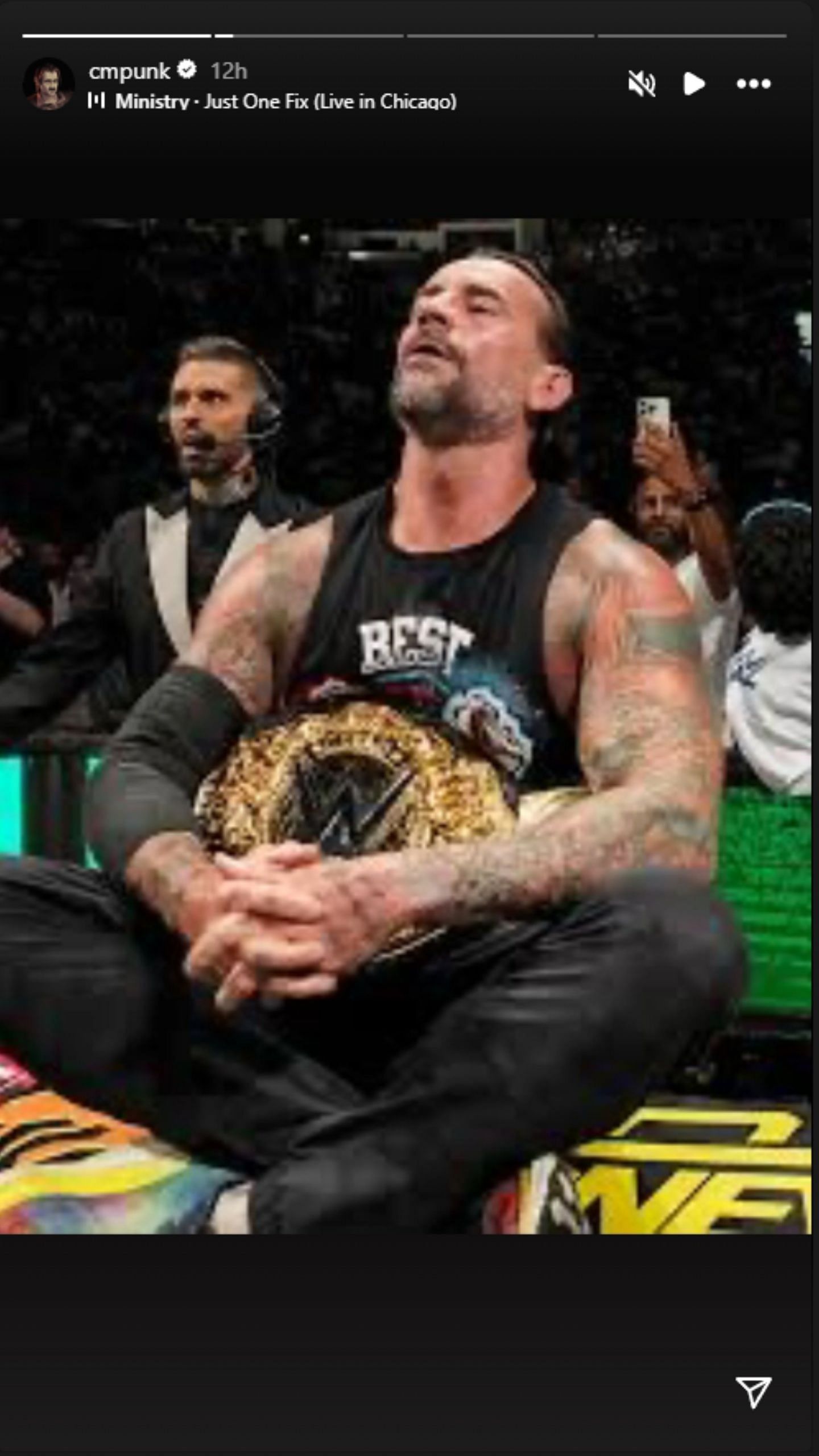 CM Punk with the World Heavyweight Championship (Photo: @cmpunk on IG)