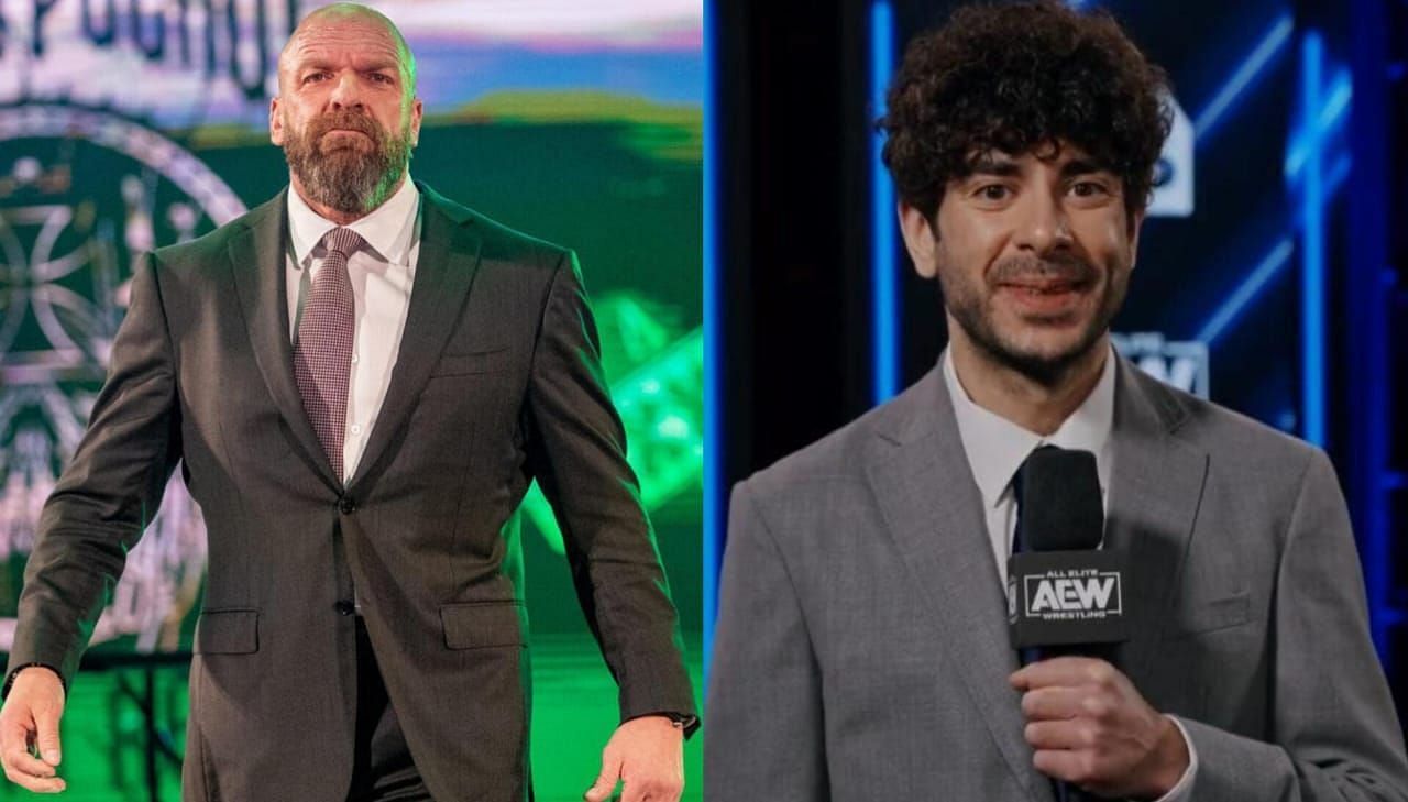 Triple H (left), Tony Khan (right). Image credits: wwe.com and AEW YouTube