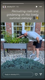 Dan Hurley's wife Andrea shares IG story photo of him tending his garden. Image via @ahurley1211