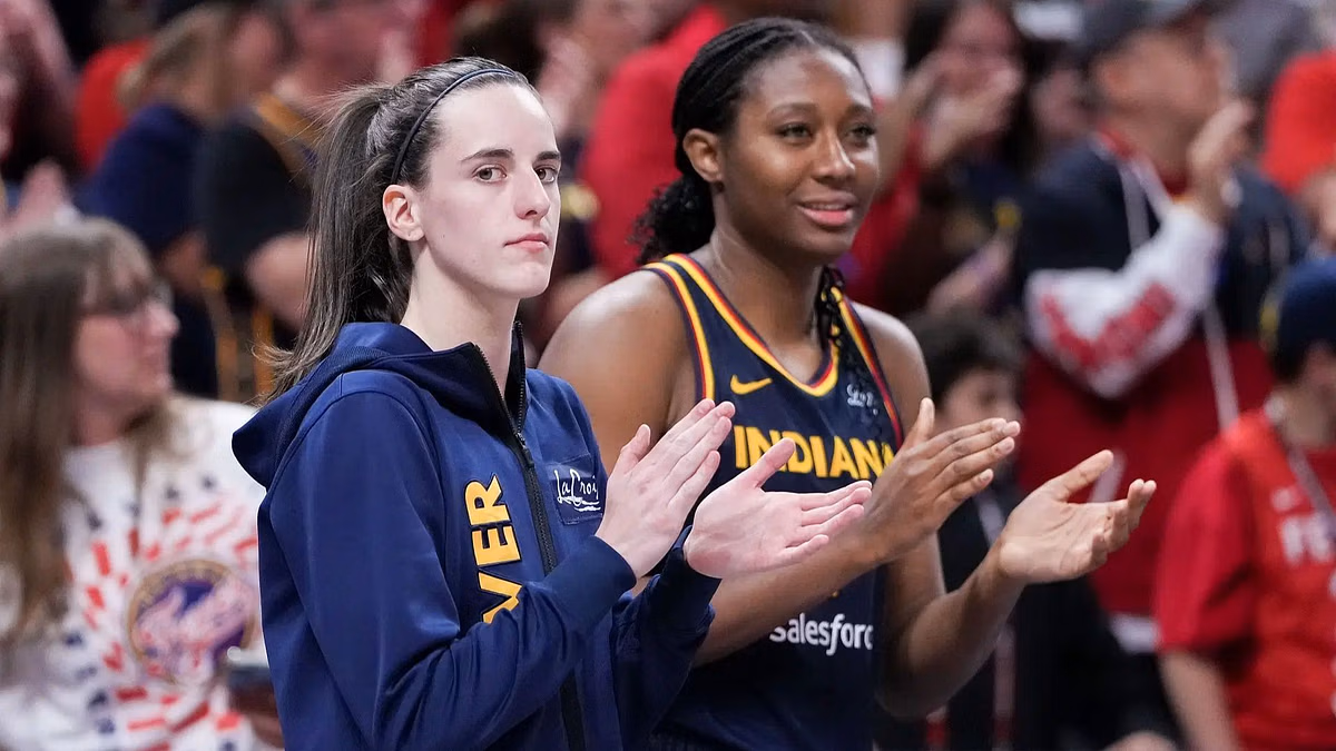 Caitlin Clark reacts to Aliyah Boston's third consecutive selection as WNBA All-Star starter