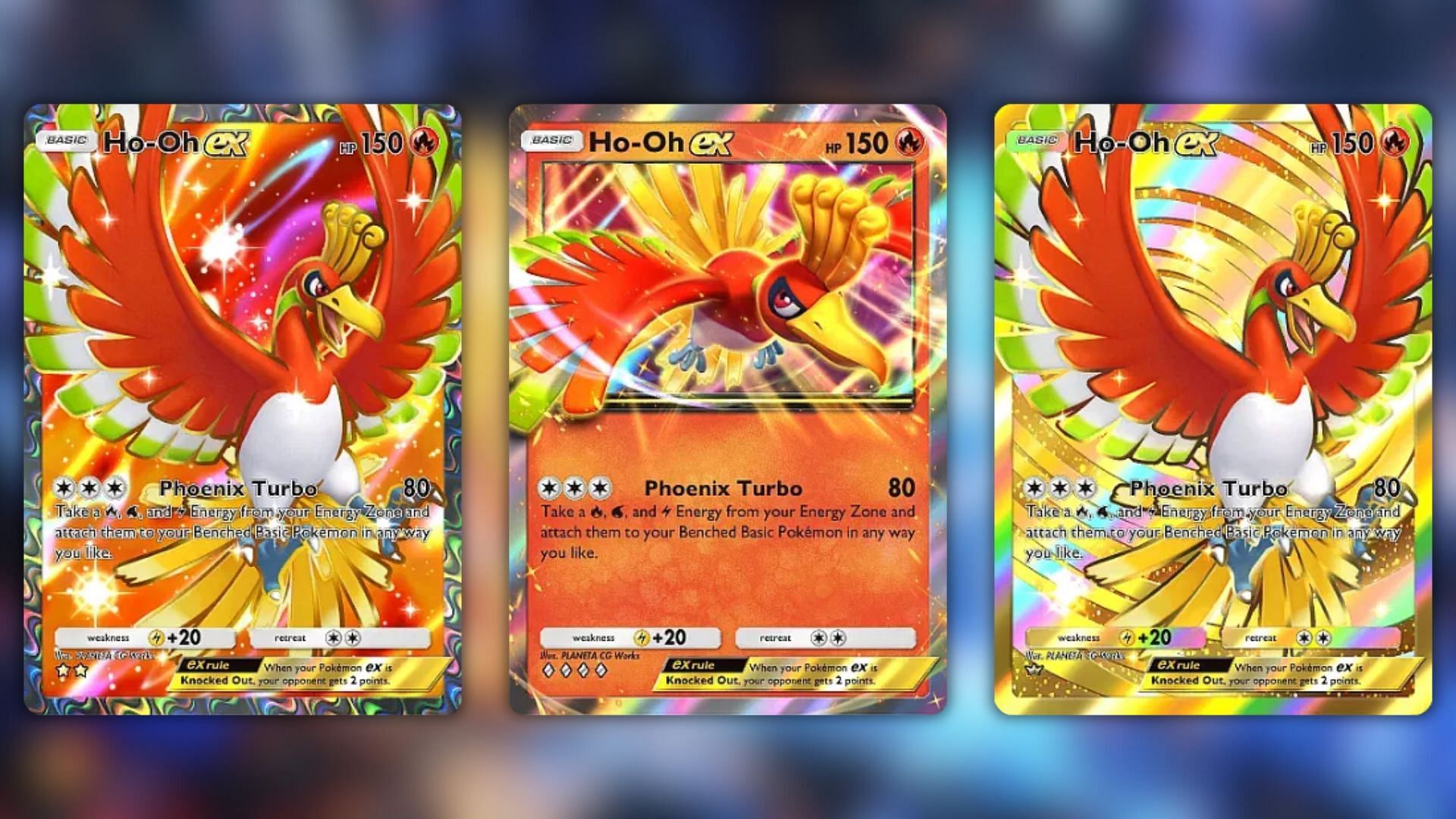 Ho-Oh ex&#039;s variants (Image via The Pokemon Company)