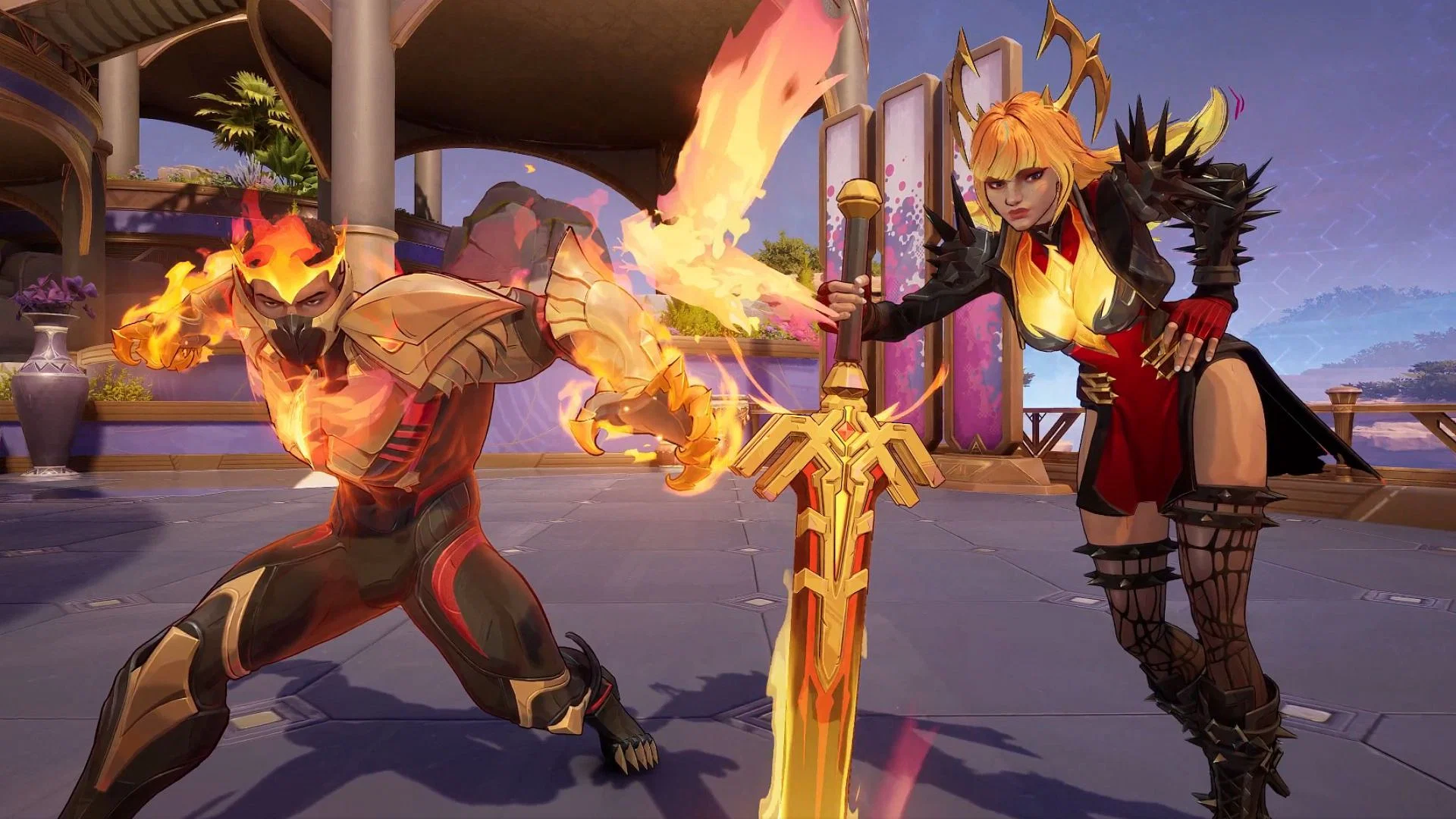 Black Panther, along with Magik&rsquo;s Phoenix Demon cosmetic showcase (Image via NetEase Games)