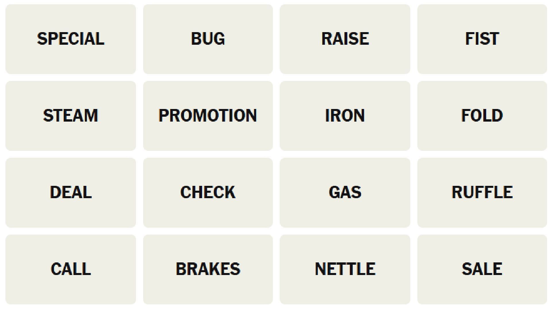 All NYT Connections words for today (Image via The New York Times)