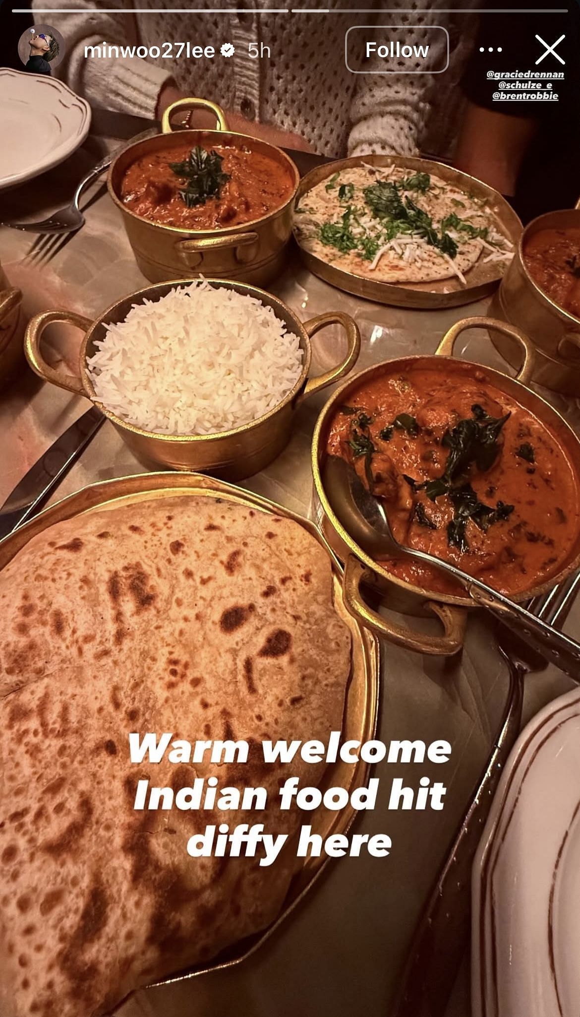 Min Woo Lee gets a ‘warm welcome’ in the UK with Indian delicacy ahead