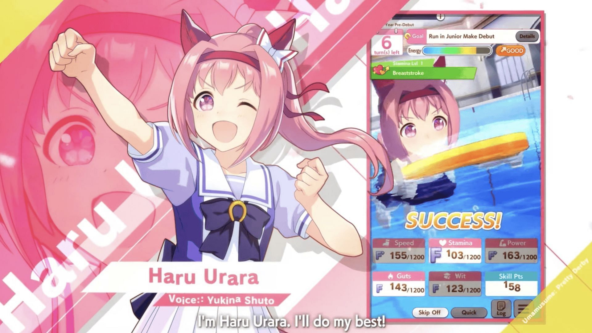 All event choices and their effects for Haru Urara in Umamusume: Pretty Derby(Image via Cygames)