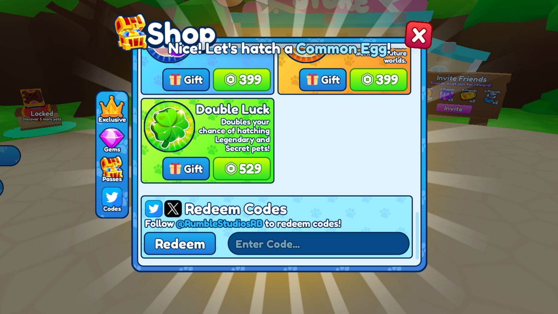 Hit the old Twitter logo to open the code box (Image via Roblox)