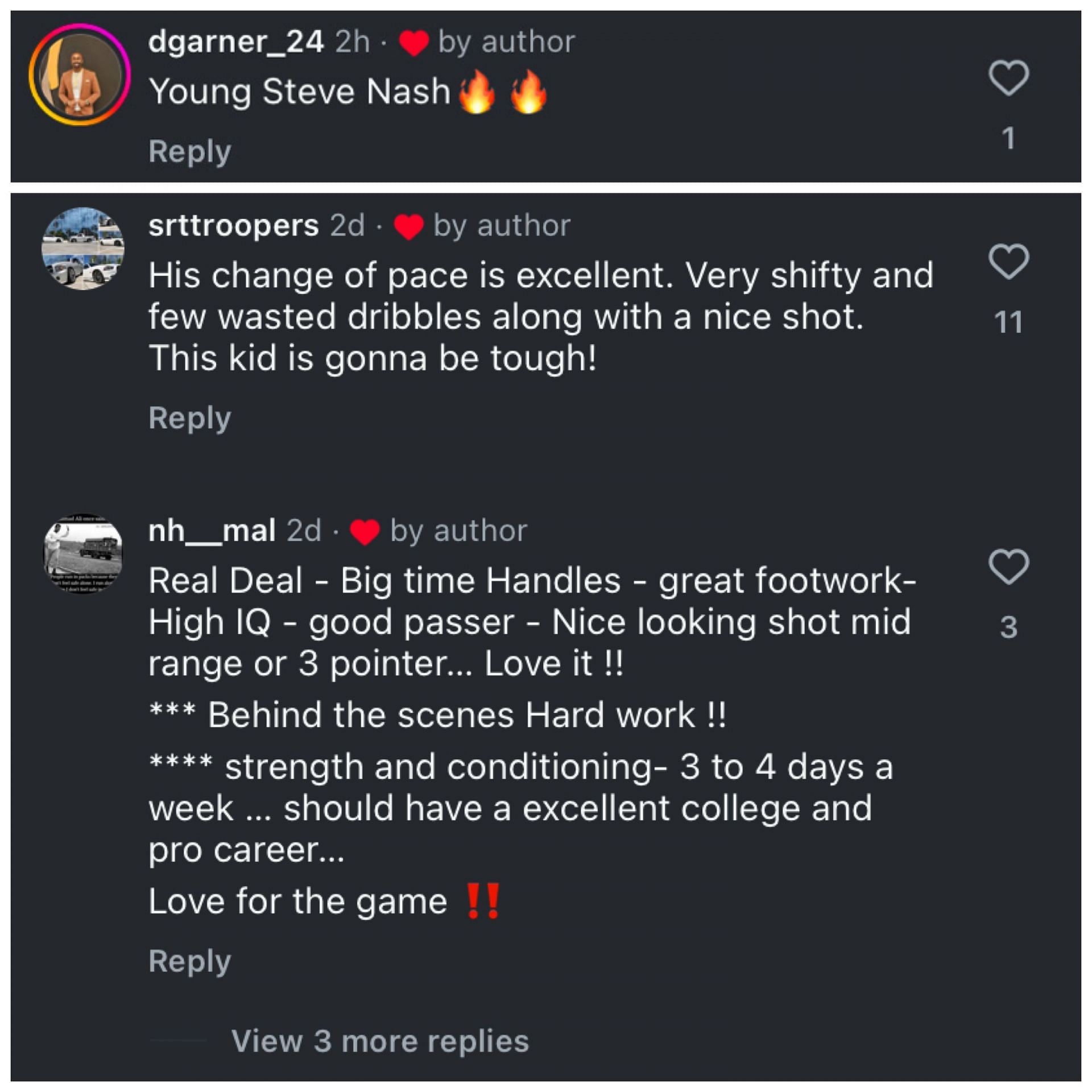 College hoops fans react to IG clip of Sergio Cabrera. Image via @zleetv_sports