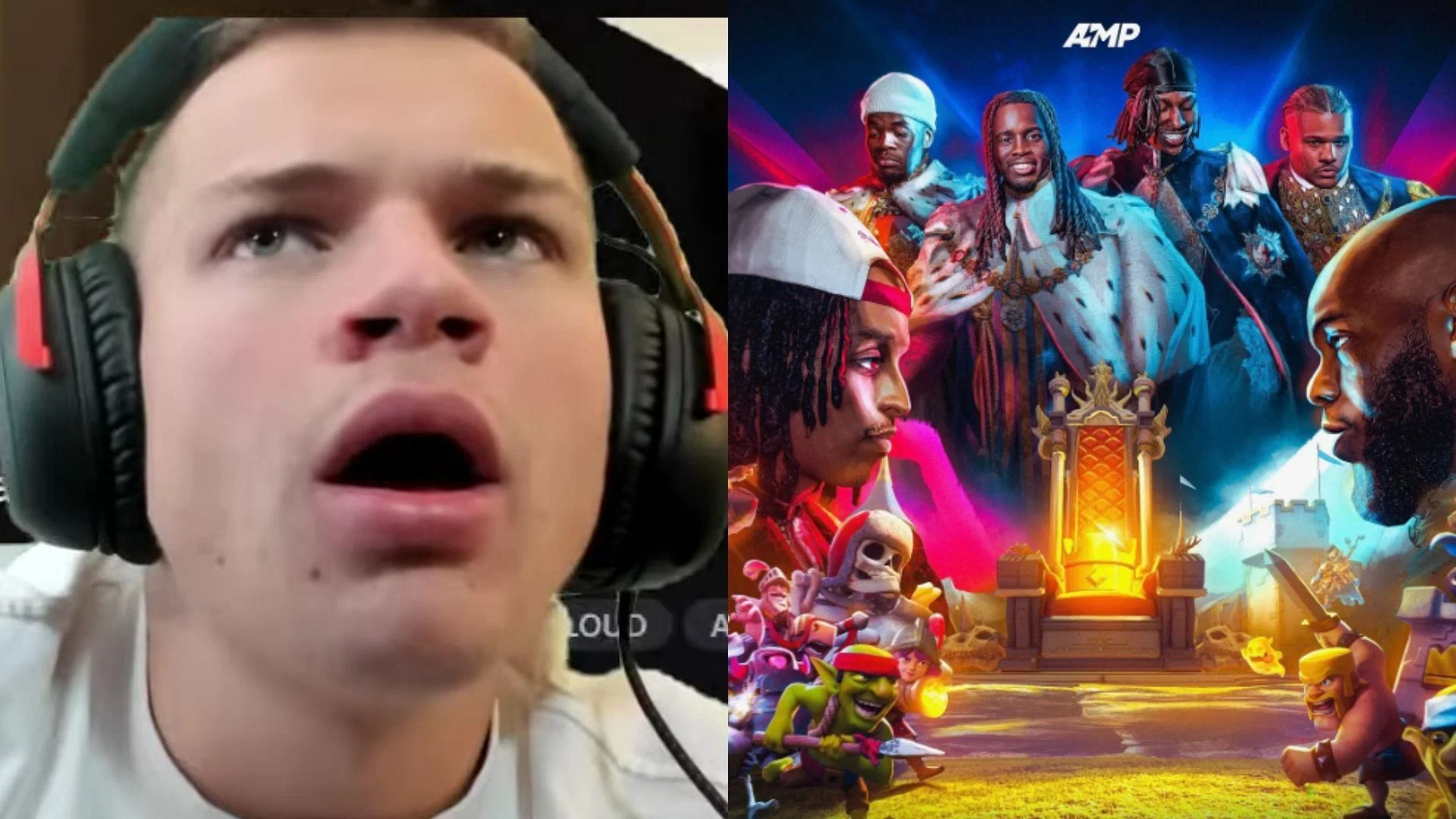 Jynxzi ends his stream abruptly following a miscommunication (Images via Jynxzi/YouTube, @ampexclusive/Instagram) 