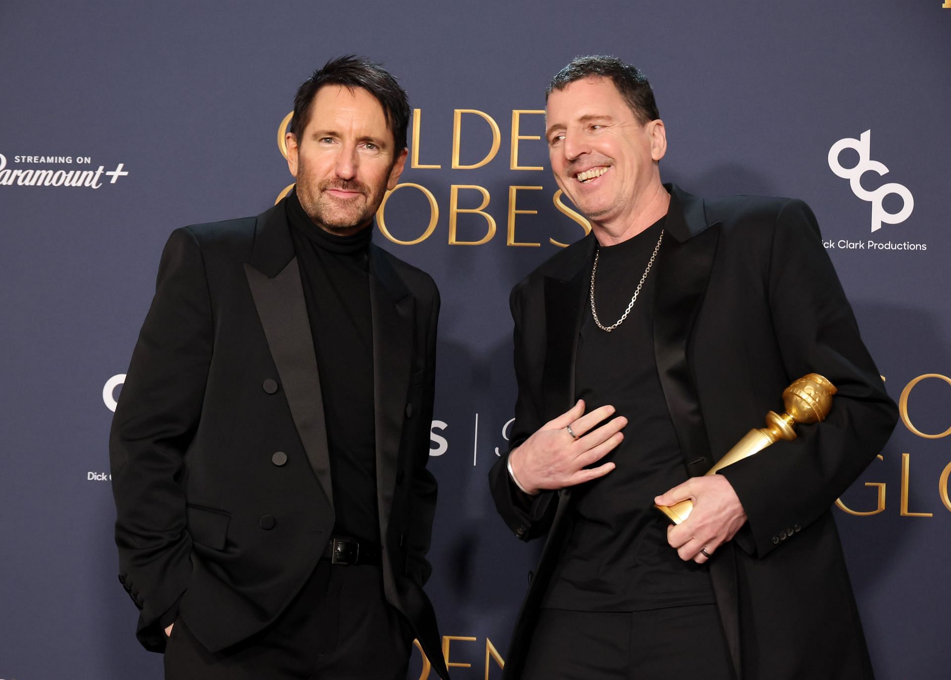  Trent Reznor and Atticus Ross, winners of the Best Original Score - Motion Picture award for &ldquo;Challengers,&rdquo; pose in the press room during the 82nd Annual Golden Globe Award (Photo by Amy Sussman/Getty Images)
