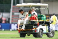 Rishabh Pant gets carried off on a golf cart