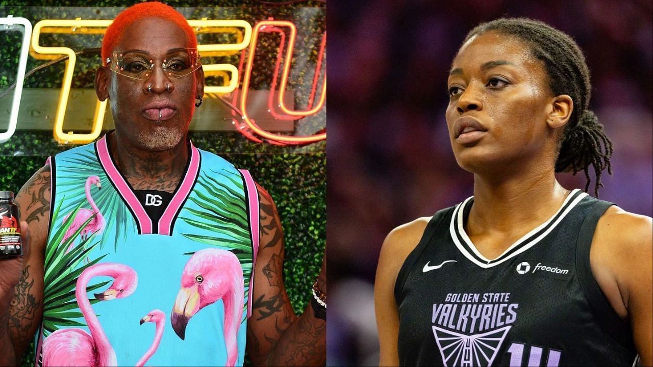 Valkyries star Temi Fagbenle copies Dennis Rodman bridal look as she arrived at. [Picture Credit: Getty]