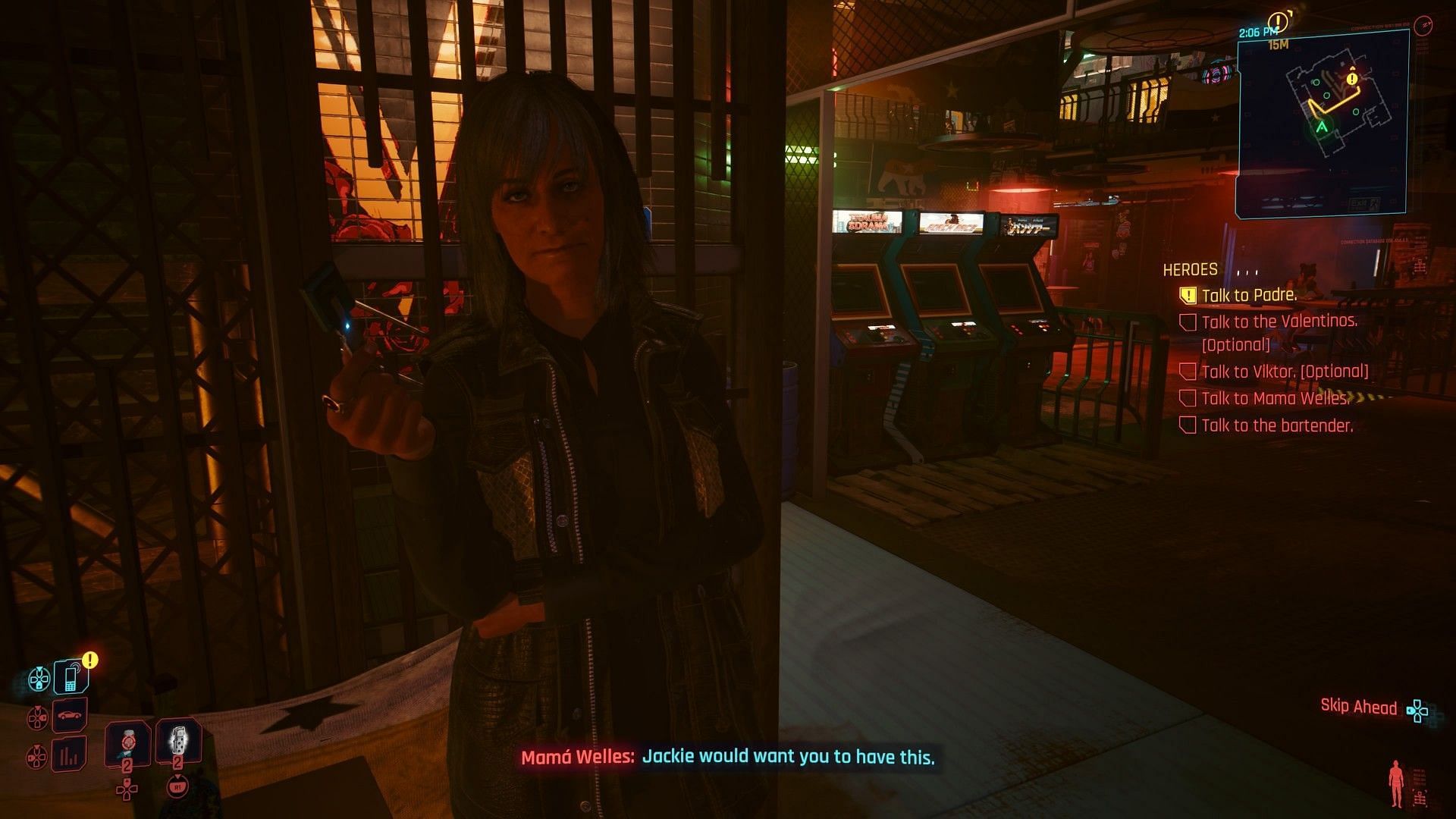Mama Welles offering the keys if you follow the first option (Image via Sportskeeda Gaming || CDPR)