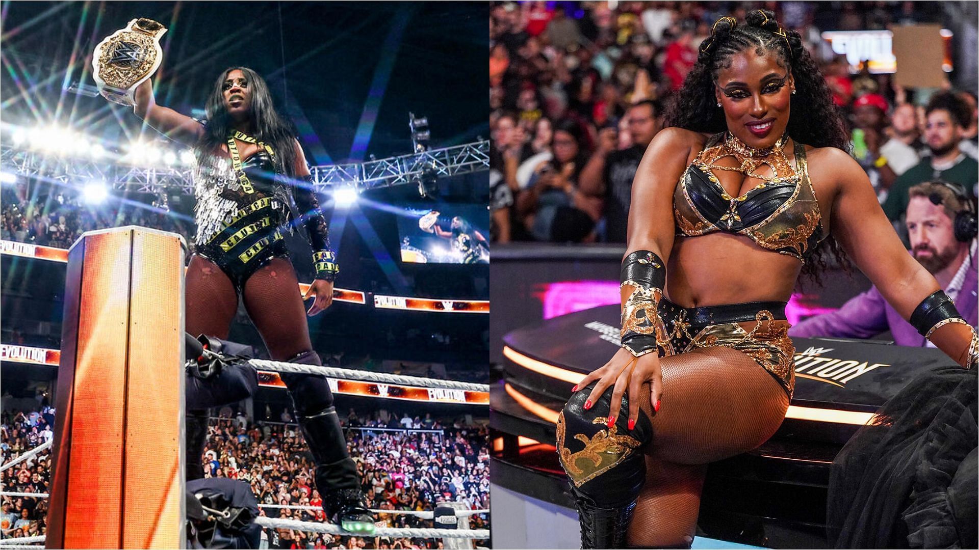 Women&#039;s World Champion Naomi (L), NXT star Lash Legend (R) [Images: WWE.com]