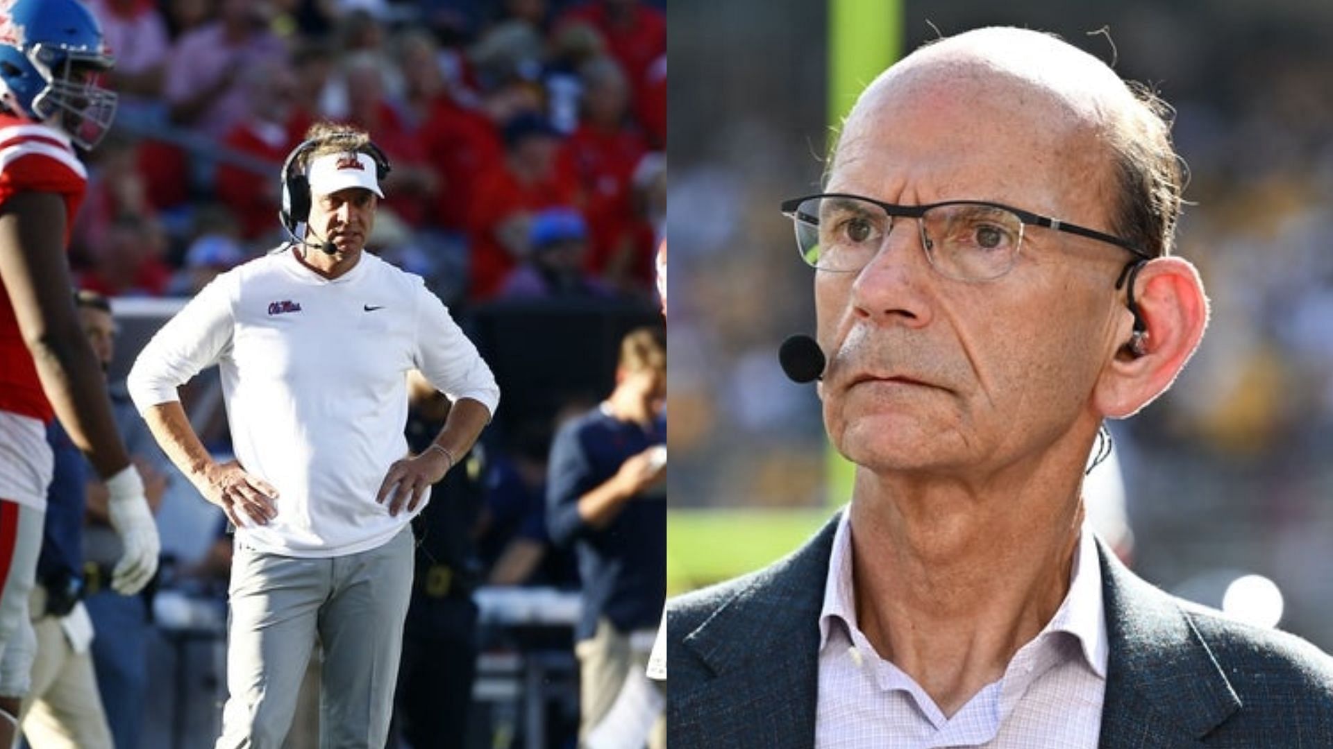 Ole miss coach Lane Kiffin and Paul Finebaum