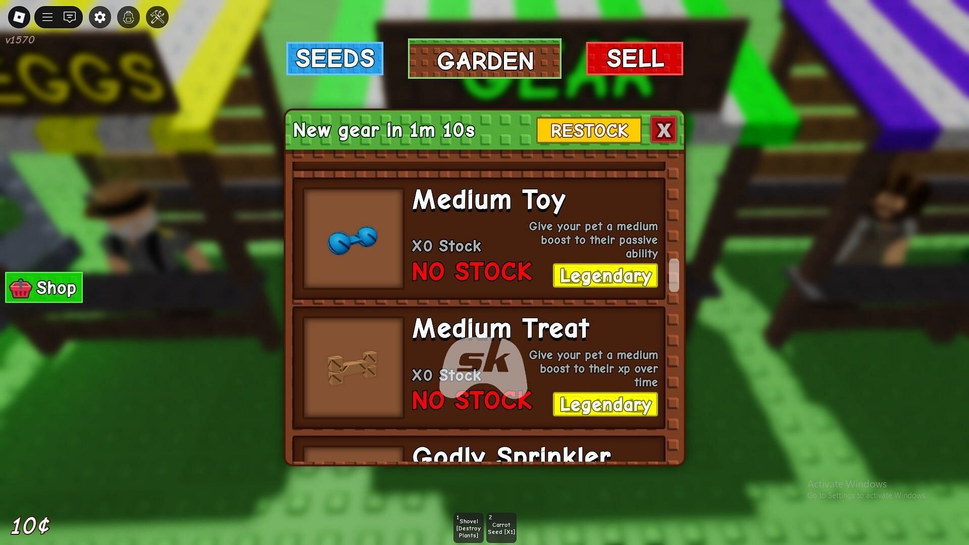 The Gear Shop menu (Image via Sportskeeda Gaming || Roblox)
