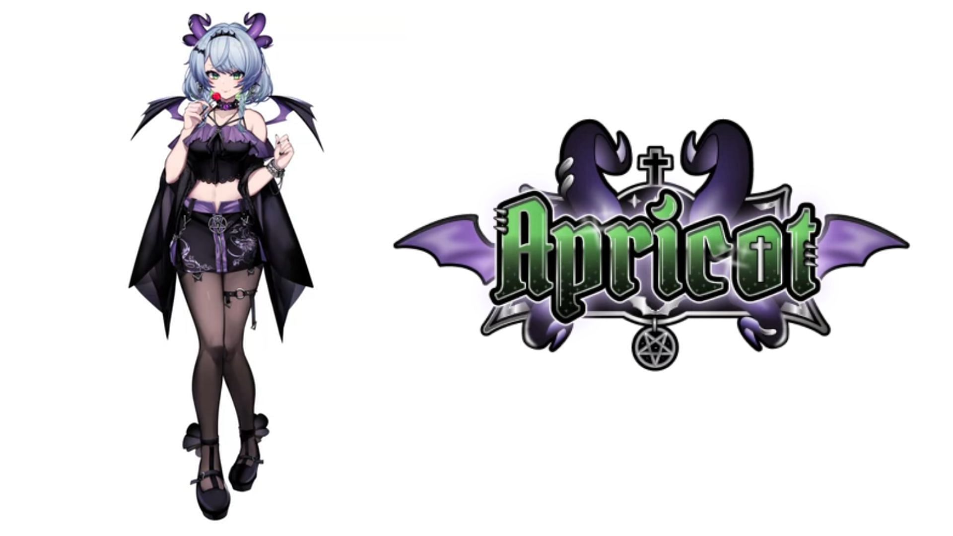 One of Apricot&#039;s avatars and her logo (Images via VShojo.com)
