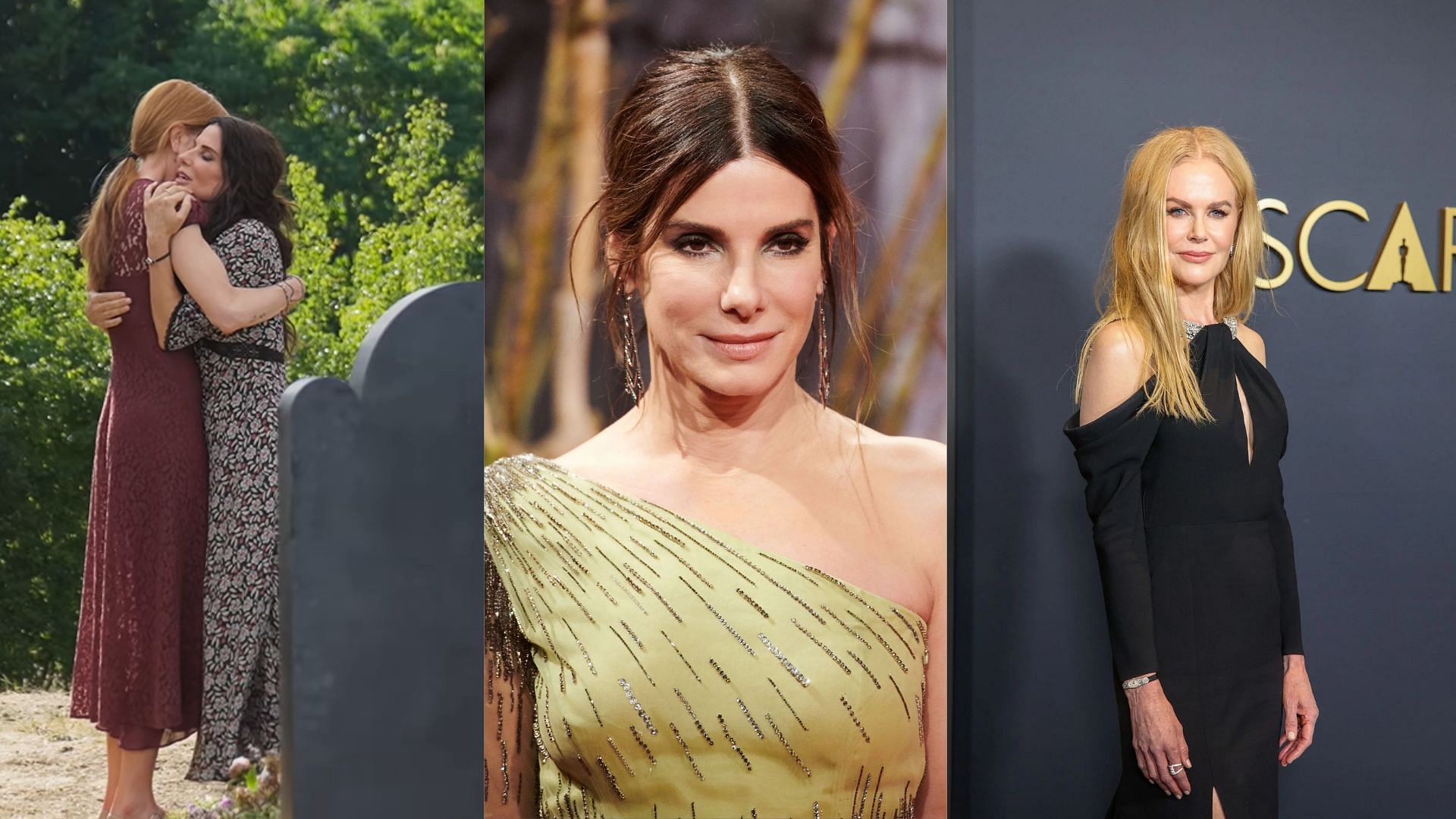 Sandra Bullock and Nicole Kidman on the set of Practical Magic 2 (Images via Instagram/@nicolekidman; Getty)