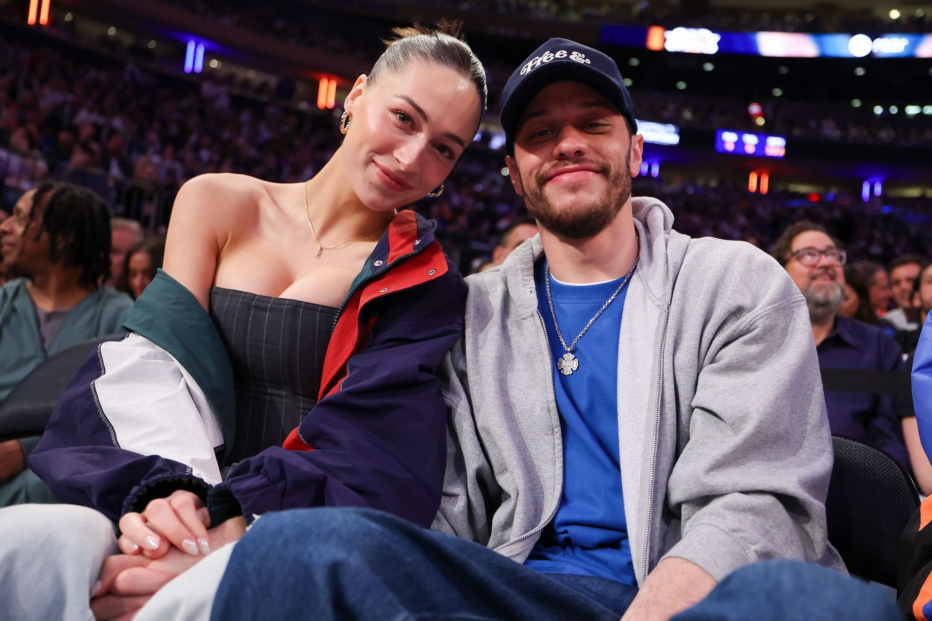 Pete Davidson and Elsie Hewitt seen at the Boston Celtics v New York Knicks game (Image via Getty)