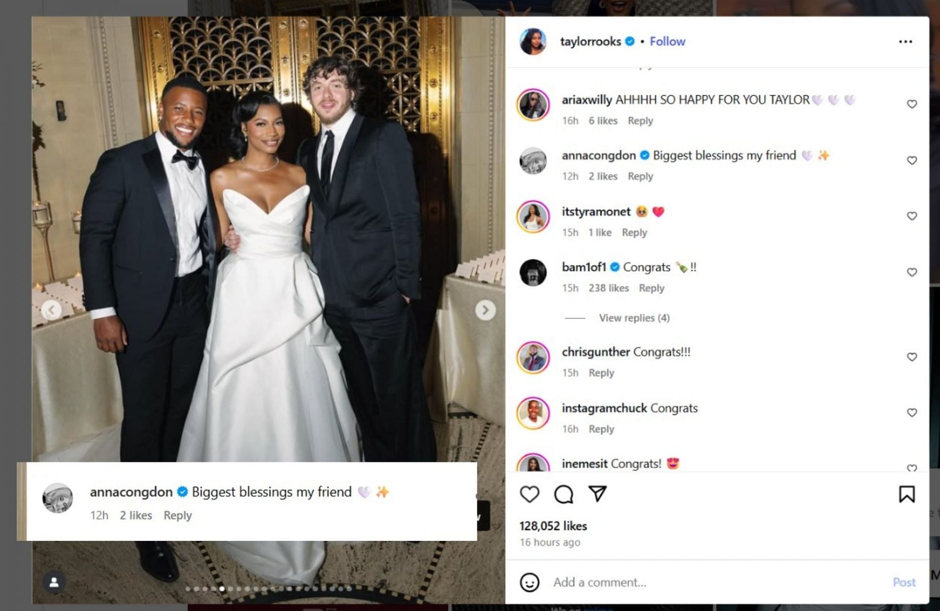 Saquon Barkley&#039;s fianc&eacute;e Anna sends 4-word message to Taylor Rooks after NBA reporter secretly ties knot in NYC ceremony/@taylorrooks