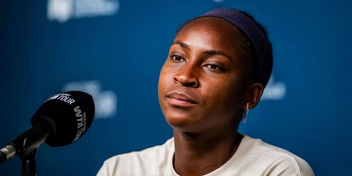 Coco Gauff at a pre-tournament press conference ahead of her 2025 National Bank Open campaign (Source: Getty)